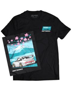 Driftworks Porsche 964 Turbo Mount Fuji Japan - Black T-Shirt