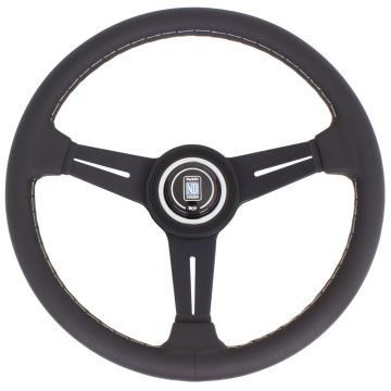  Nardi Classic Steering Wheel - Leather with Black Spokes & Grey Stitching - 340mm	