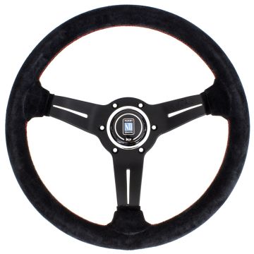 Nardi Deep Corn Steering Wheel - Suede with Black Spokes & Red Stitching - 330mm	