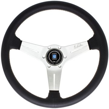 Nardi Deep Corn Steering Wheel - Perforated Leather with Satin Spokes & Grey Stitching - 350mm