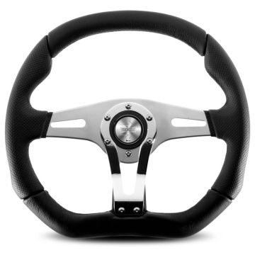 MOMO S/W TREK R - CHROME/BLACK LEATHER Ø350mm Street Steering Wheel