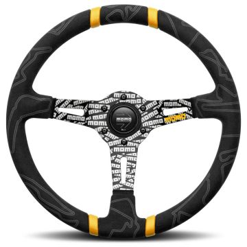 MOMO S/W ULTRA BLACK ALCANTARA/YELLOW INSERT Ø350mm Street Steering Wheel