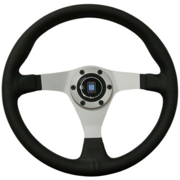 Nardi Gara Leather Steering Wheel 350mm with Black Stitching and Satin Spokes