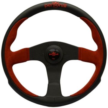 Personal Pole Position Black Leather/Red Suede Steering Wheel 330mm with Black Spokes